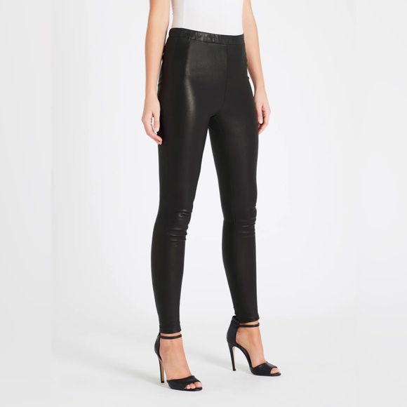 J Brand MACEY HIGH RISE PULL ON LEATHER LEGGINGS - Size M - Picture 2 of 12